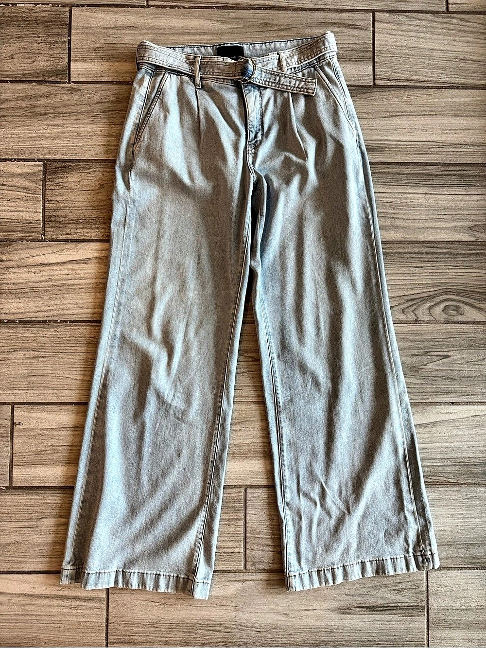 White House Black Market Belted High Rise Wide Leg Jeans